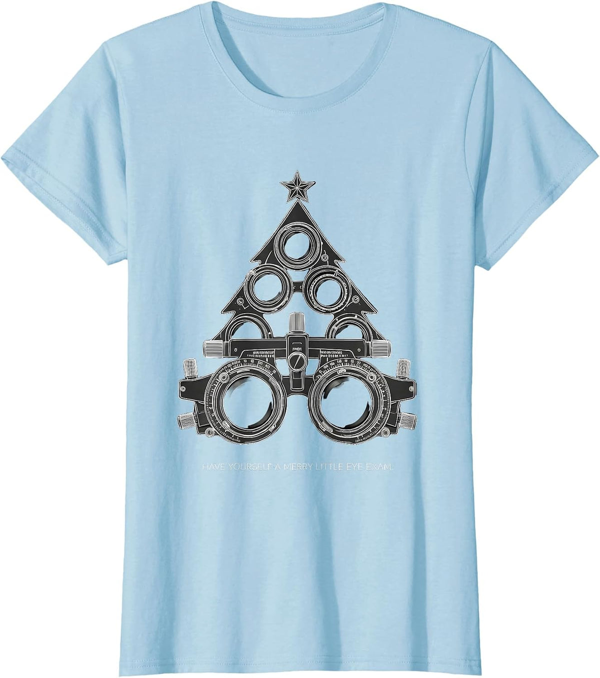 Have Yourself a Merry Little Eye Exam Funny Optometry T-Shirt - Baby Blue
