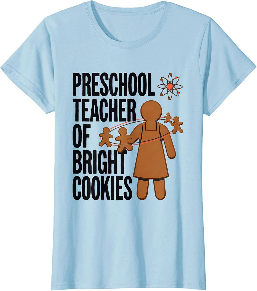 Women's Preschool Teacher Of Bright Cookies Midcentury Modern T-Shirt - Baby Blue
