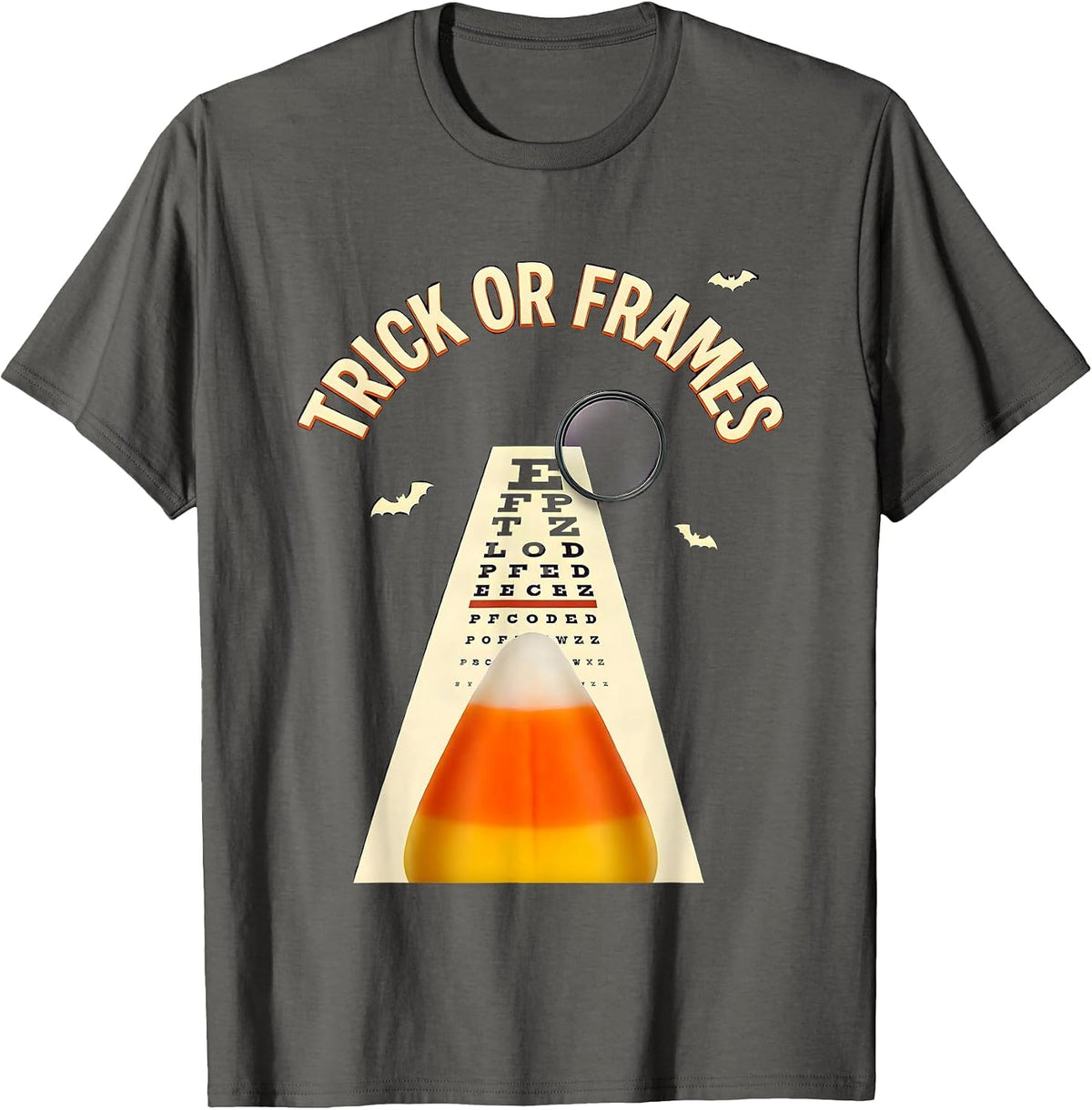 Men's Trick or Frames Funny Optometrist Halloween Eye Doctor T-Shirt - Asphalt Grey