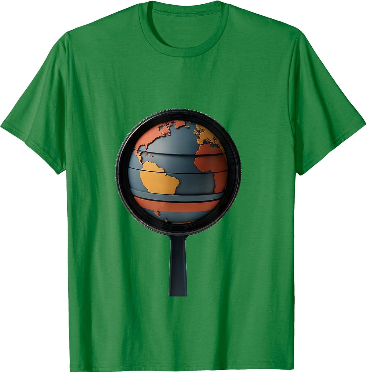 Men's Globe Lens Geography Enthusiast World Flags Map T-Shirt - Kelly Green