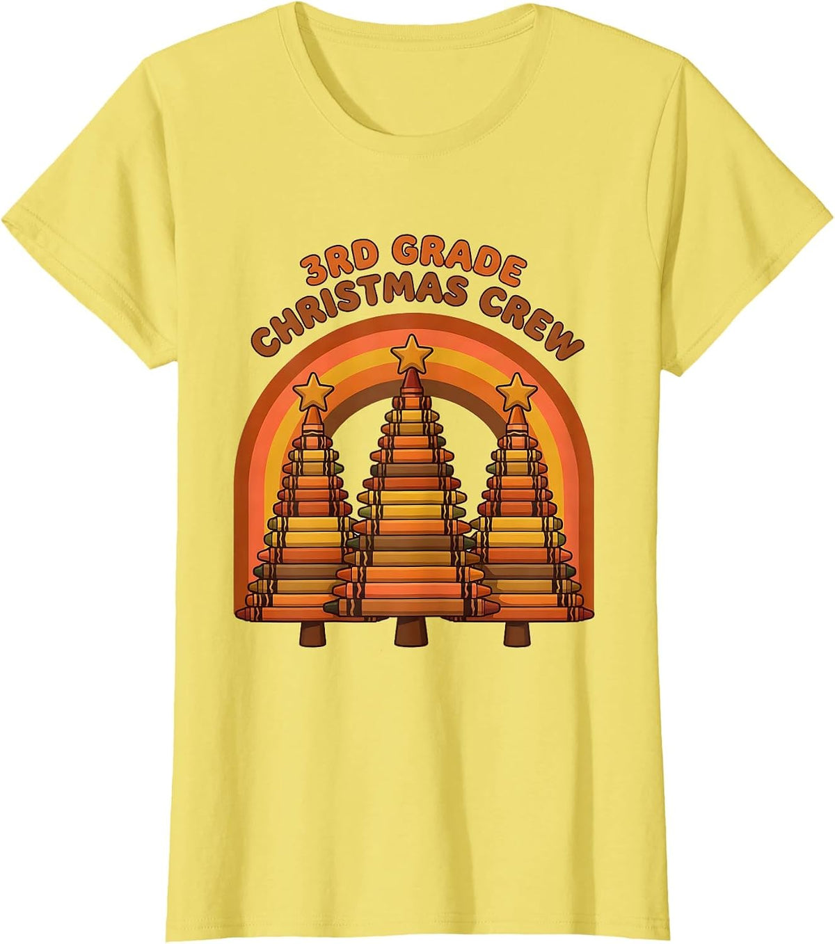 3rd Grade Christmas Crew Retro Teacher Humor School Holiday T-Shirt - Lemon Yellow