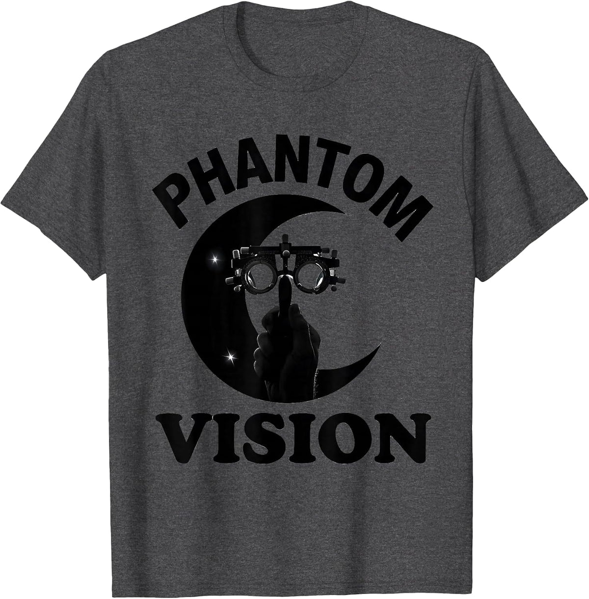 Phantom Vision Silhouette Halloween Optometrist Eye Doctor T-Shirt - Dark Heather Grey