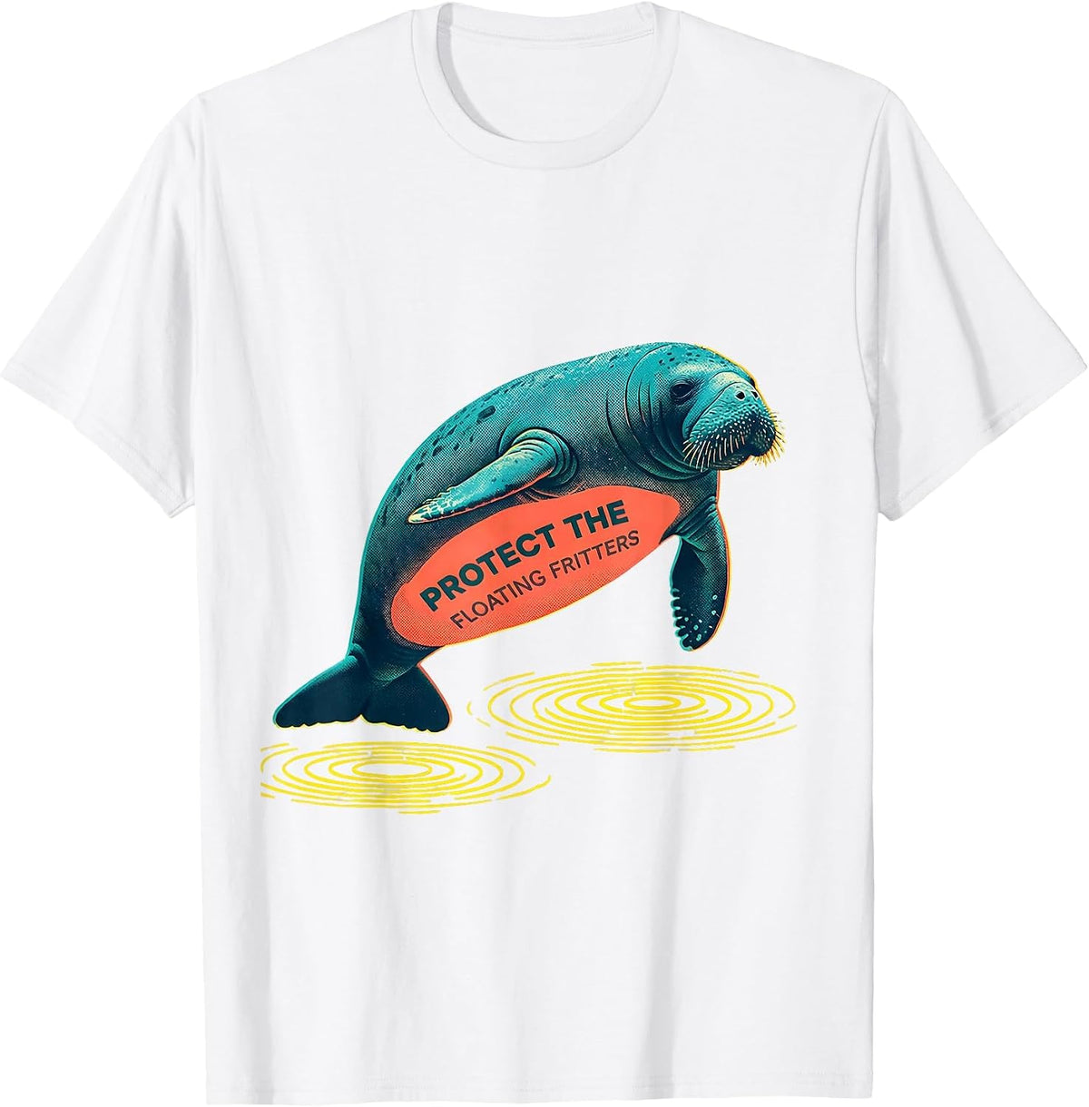 Men's Protect The Floating Fritters Funny Manatee Lover Florida T-Shirt - White
