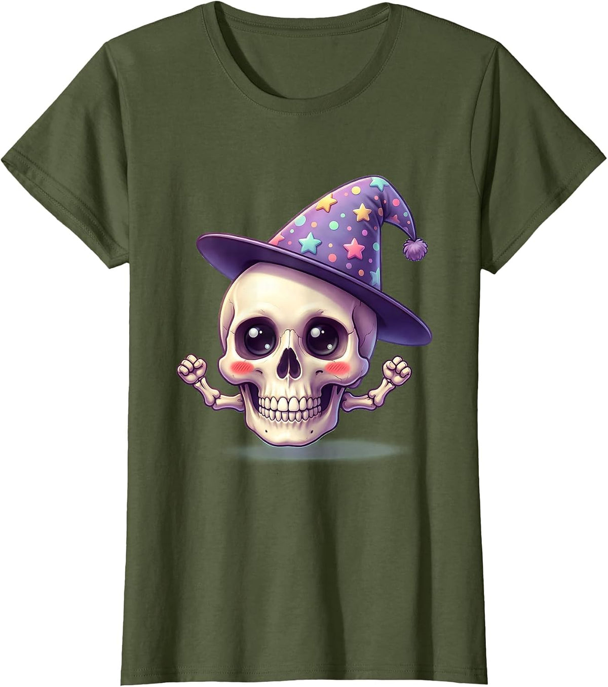 Women's Proud Dunce Skull Funny Gothic Humor Graphic T-Shirt - Olive Green