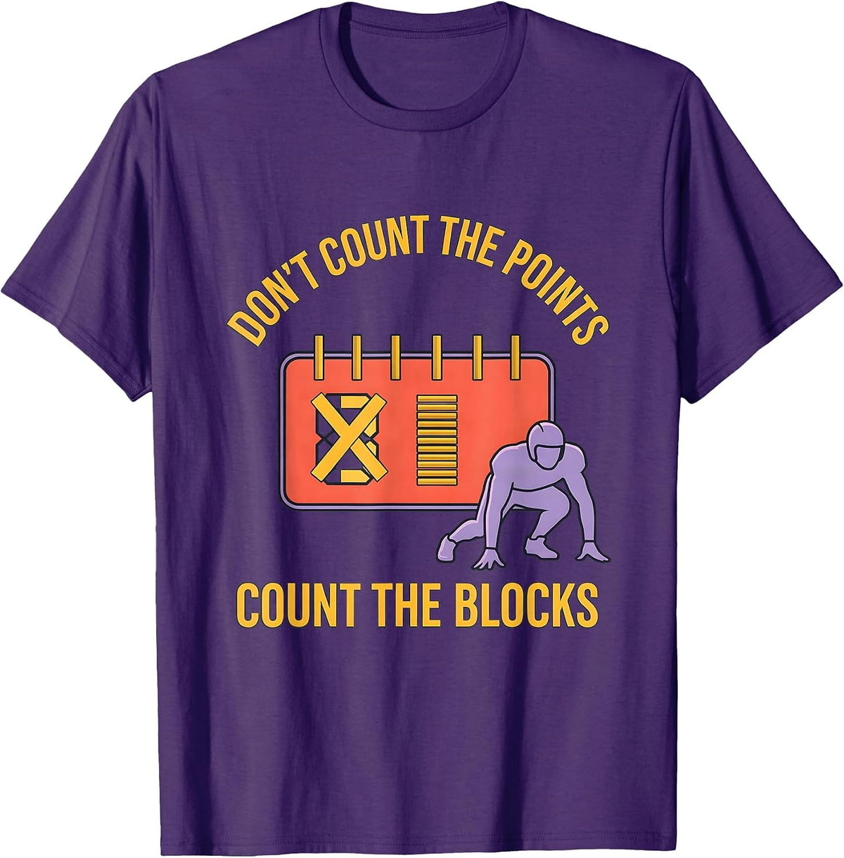 Don't Count The Points — Count The Blocks Football Lineman T-Shirt - Purple