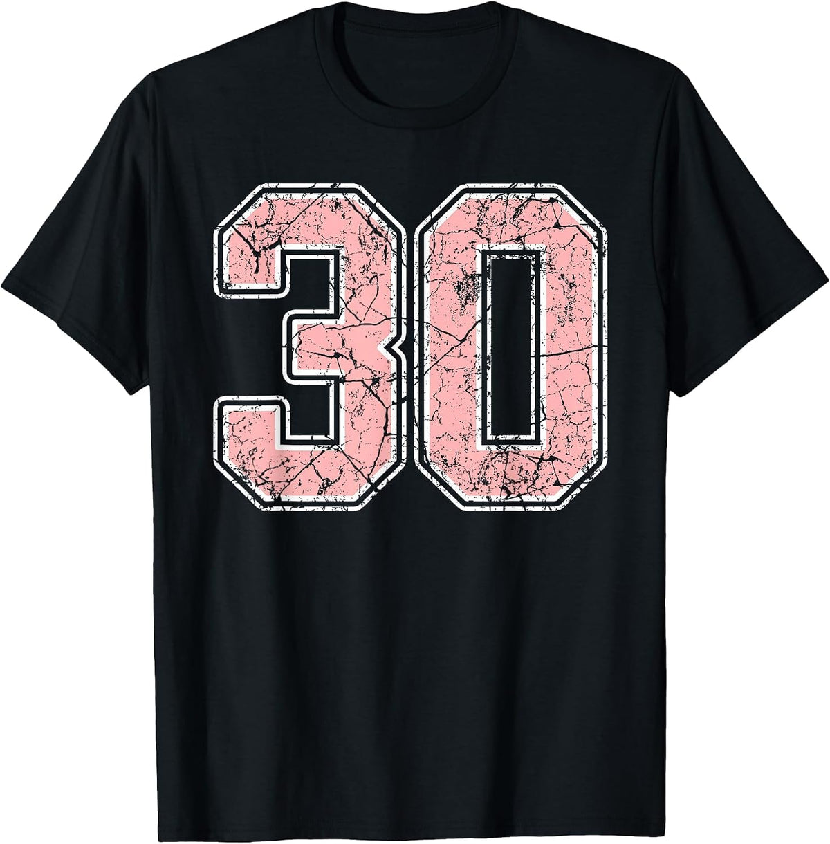 Pink and White Number 30 Jersey Player Uniform #30 Fan T-Shirt - Black