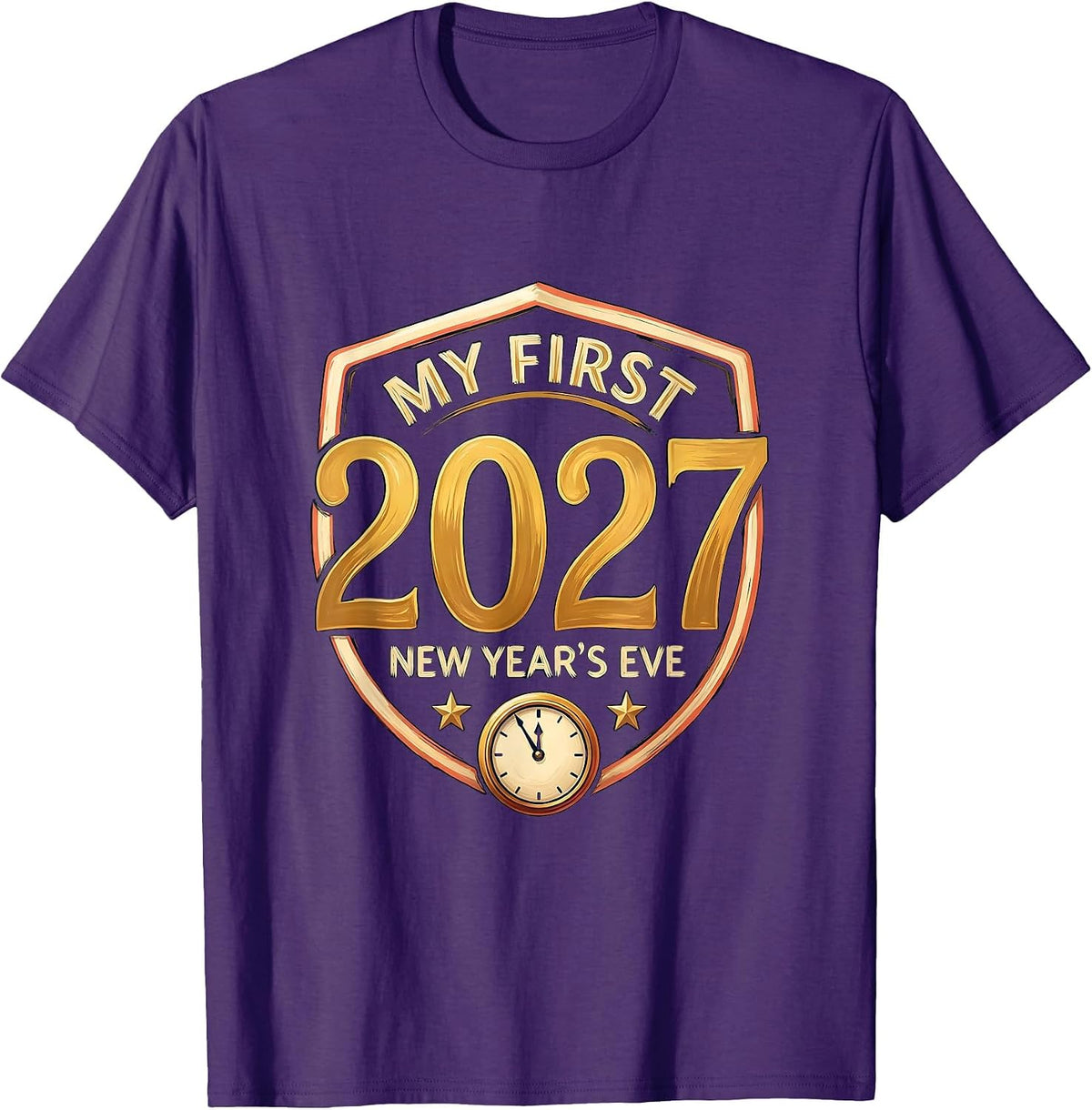 Men's My First New Year's Eve 2027 Festive Baby Milestone Keepsake T-Shirt - Purple