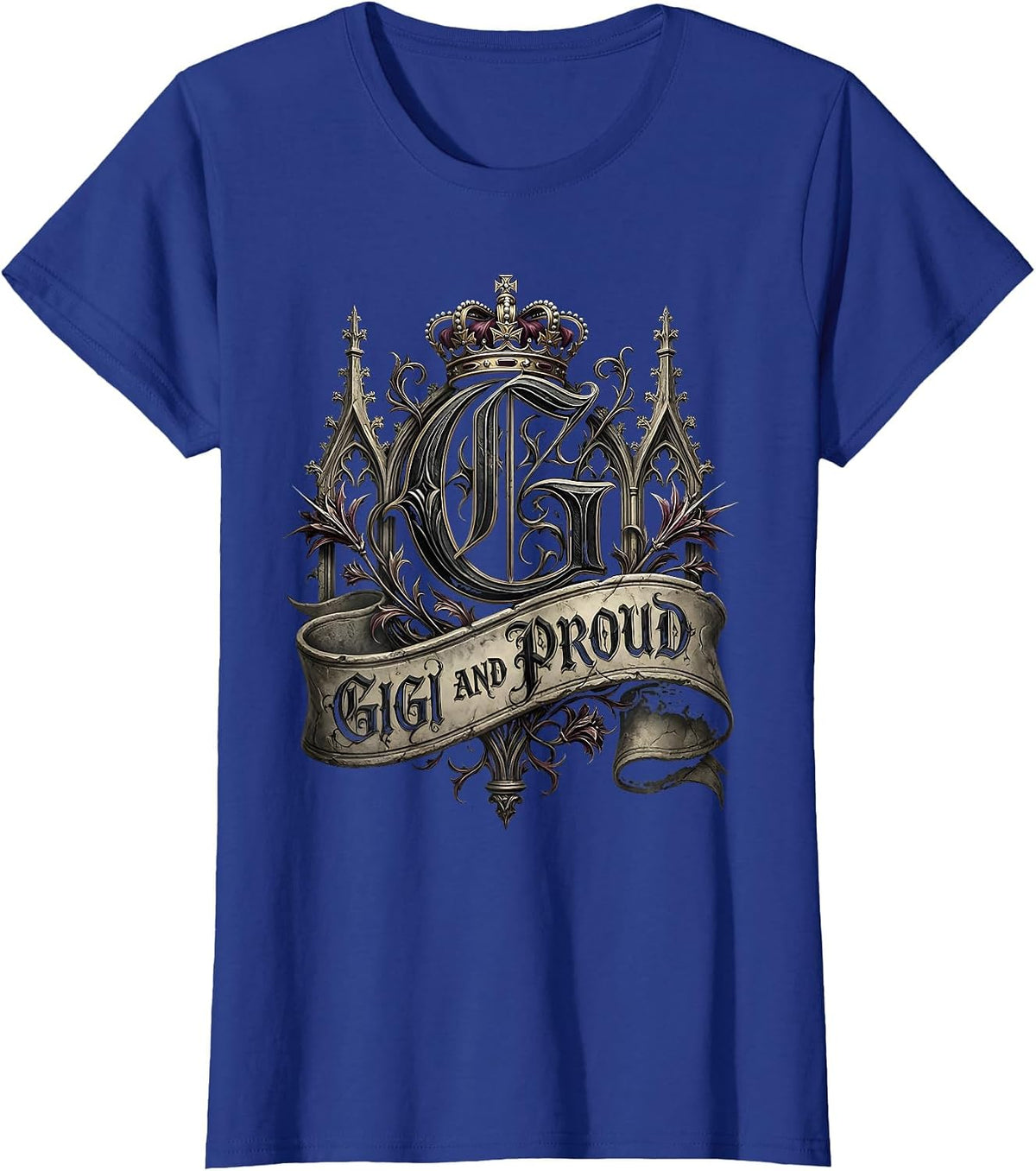 Women's Gigi And Proud Grandma Design T-Shirt - Royal Blue