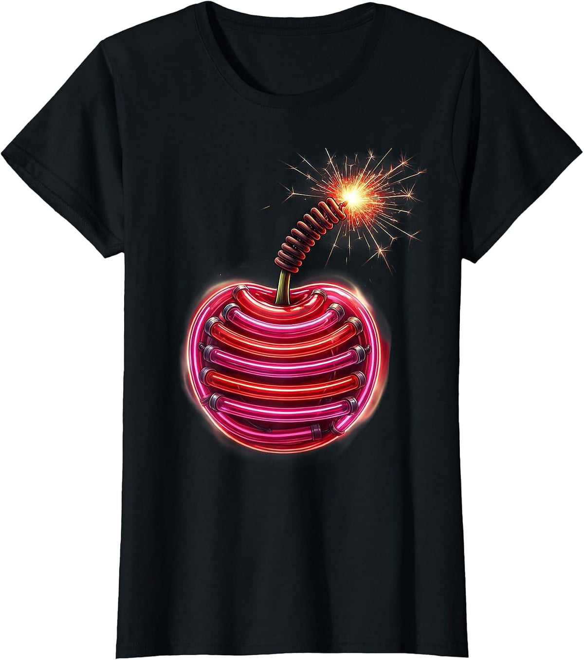 Cherry Bomb Sparking Fuse Graphic Tee T-Shirt - Black