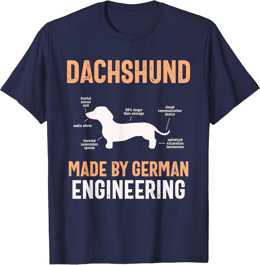 Dachshund German Engineering Art Puppy Master Dachshund T-Shirt - Navy Blue