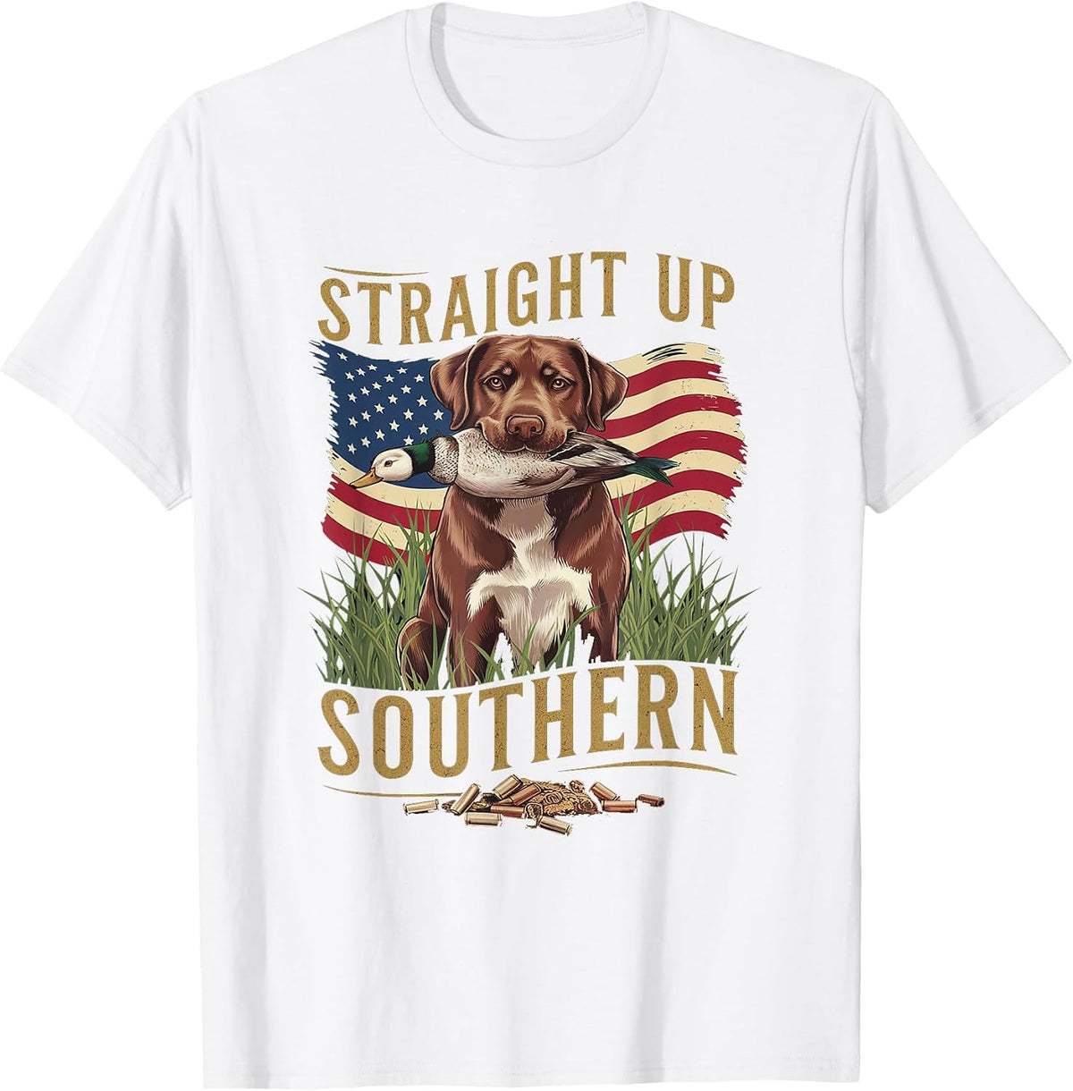 Straight Up Southern Hunting Dog and Duck T-Shirt - White