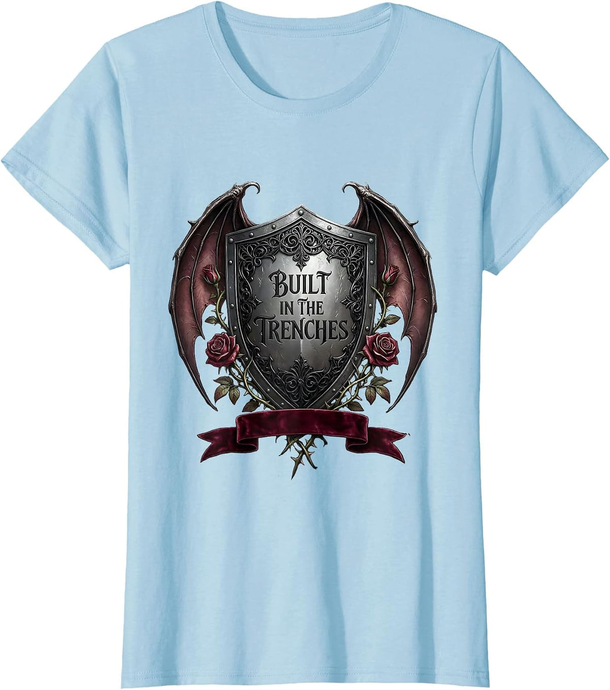 Built in the Trenches Football Lineman Design T-Shirt - Baby Blue