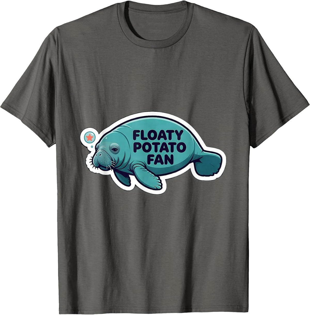 Floaty Potato Fan Funny Manatee Lover Sea Animal Humor T-Shirt - Asphalt Grey