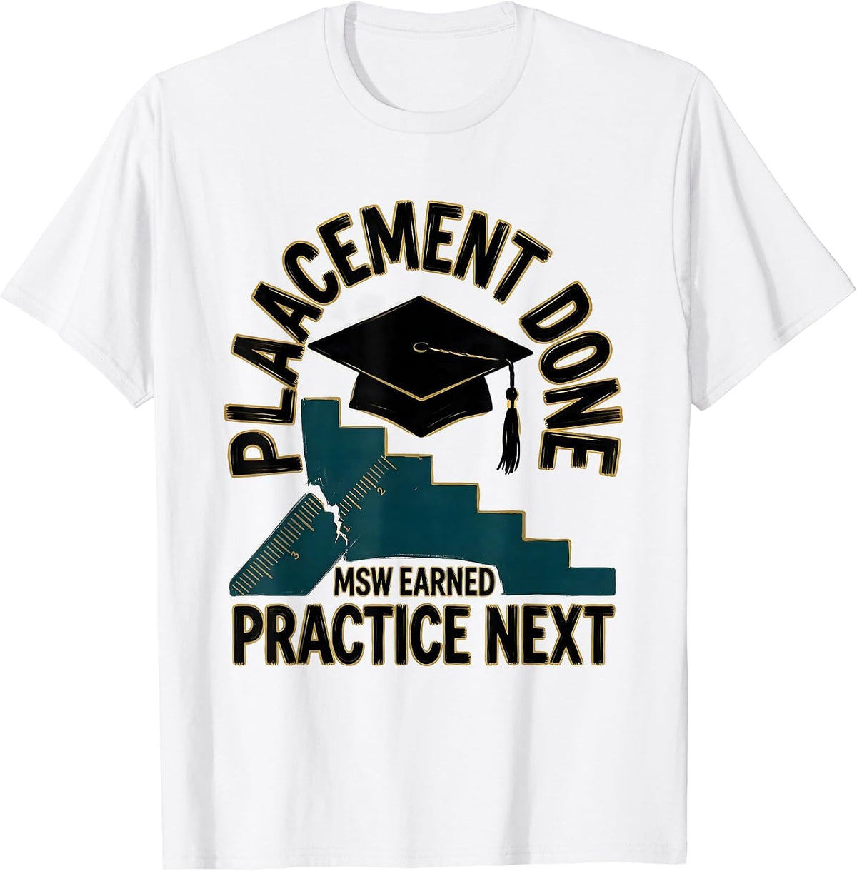 Men's Placement Done MSW Earned Practice Next Graduation Gift T-Shirt - White