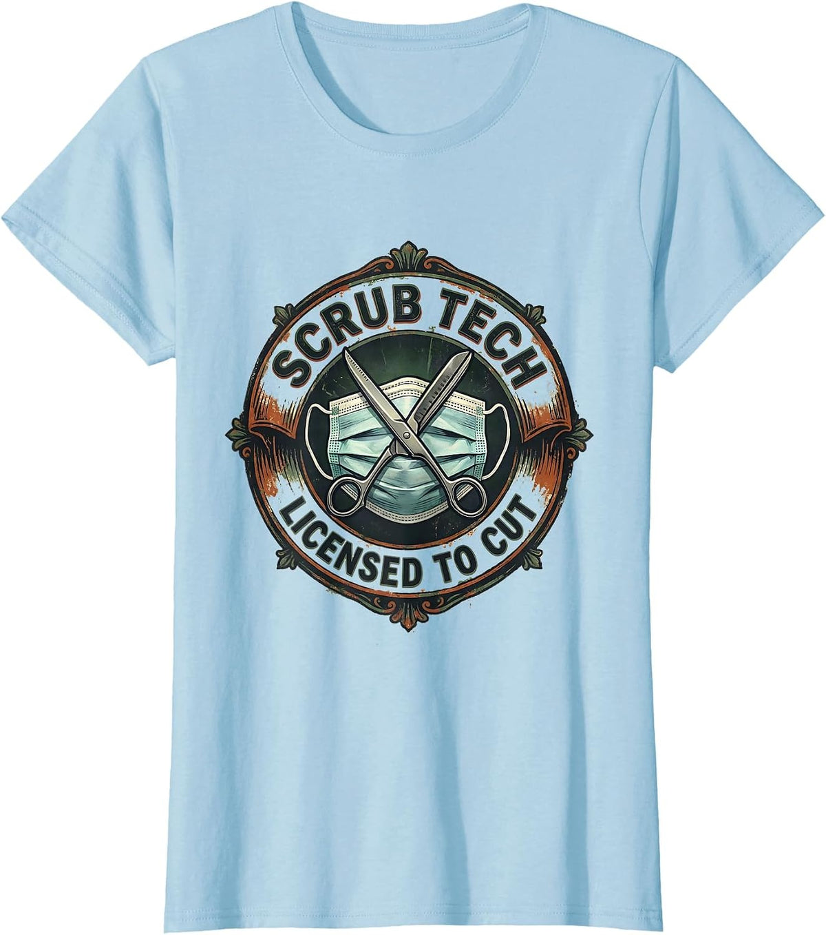 Women's Scrub Tech Licensed To Cut Vintage Surgical Technologist T-Shirt - Baby Blue