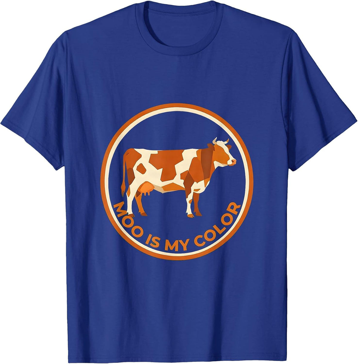 Men's Moo Is My Color Cow Print Design T-Shirt - Royal Blue