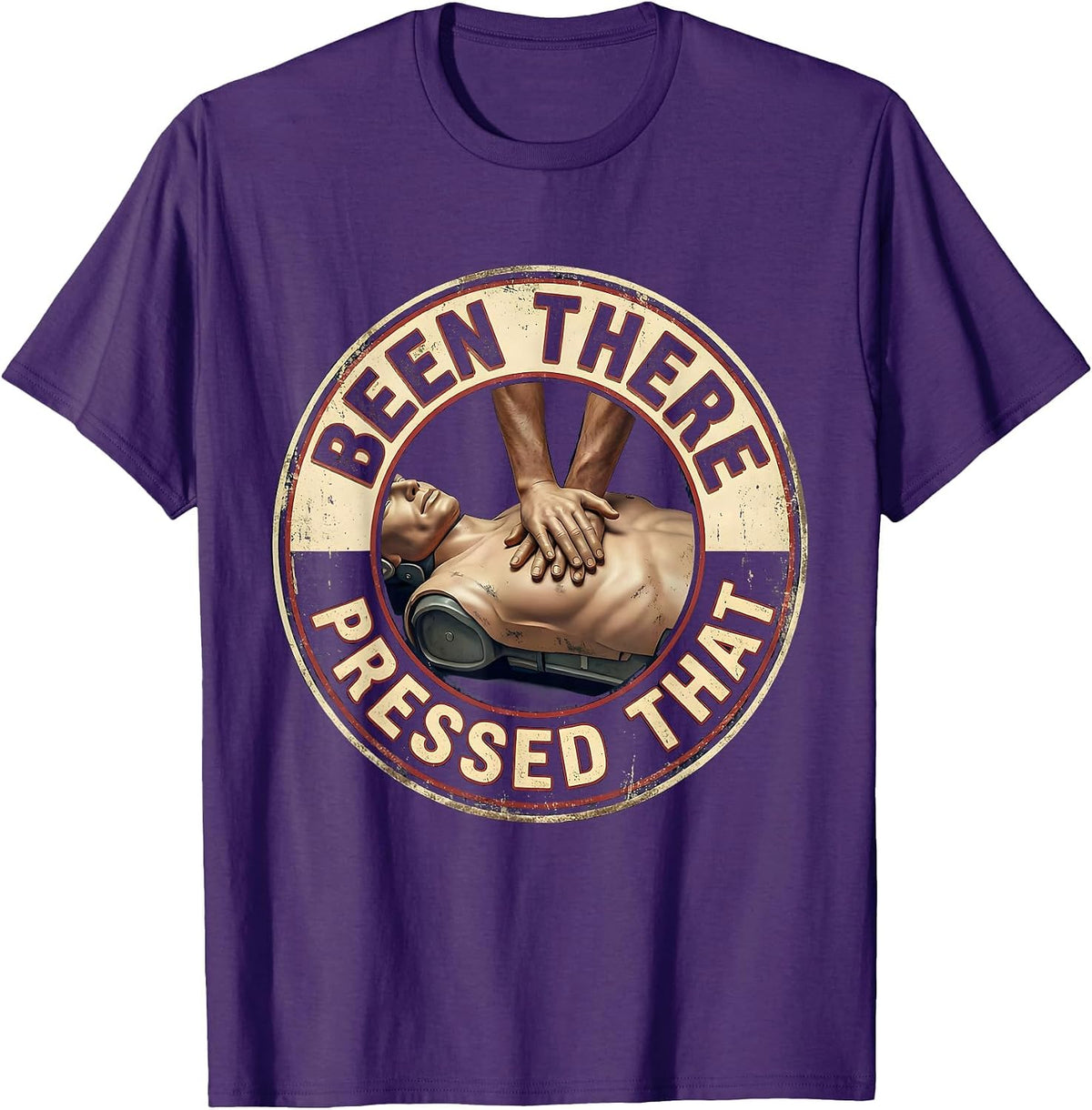 Men's CPR Training Mannequin Vintage EMT Paramedic Humor T-Shirt - Purple