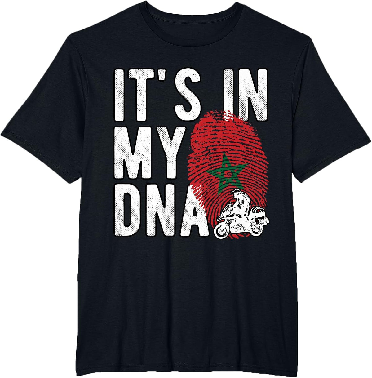 It's in My DNA Morocco Flag Moroccan Motorcycle Rider Proud T-Shirt - Black