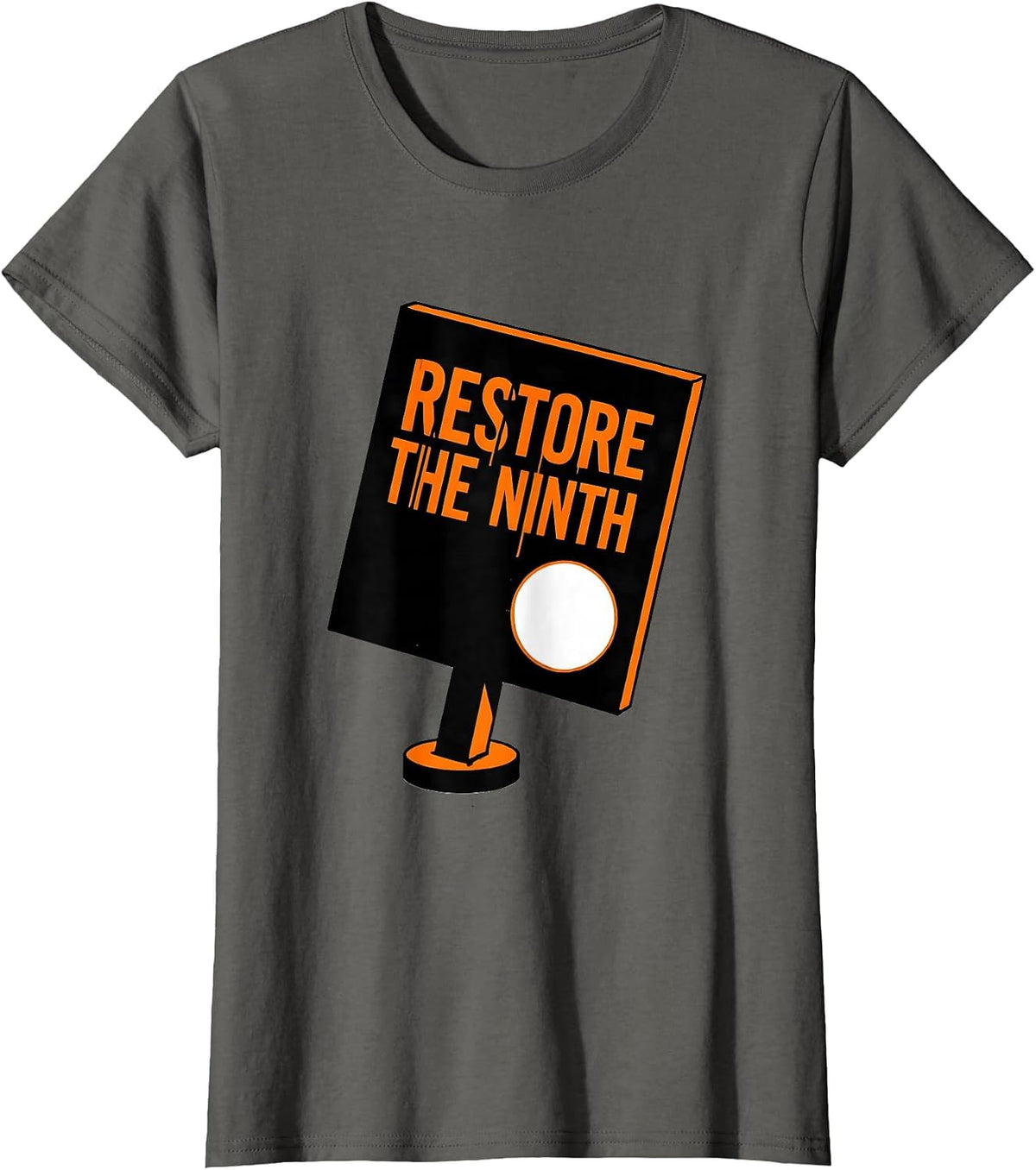 Women's Restore The Ninth Funny Pluto Astronomy Science Enthusiast T-Shirt - Asphalt Grey