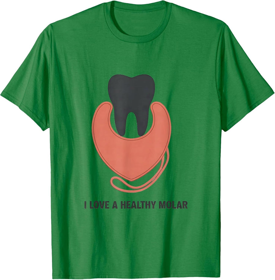 Men's I Love A Healthy Molar Cute Dental Professional Valentine T-Shirt - Kelly Green
