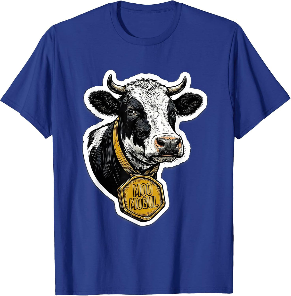 Men's Moo Mogul Funny Farm Animal Photo Humor Cow Lover T-Shirt - Royal Blue