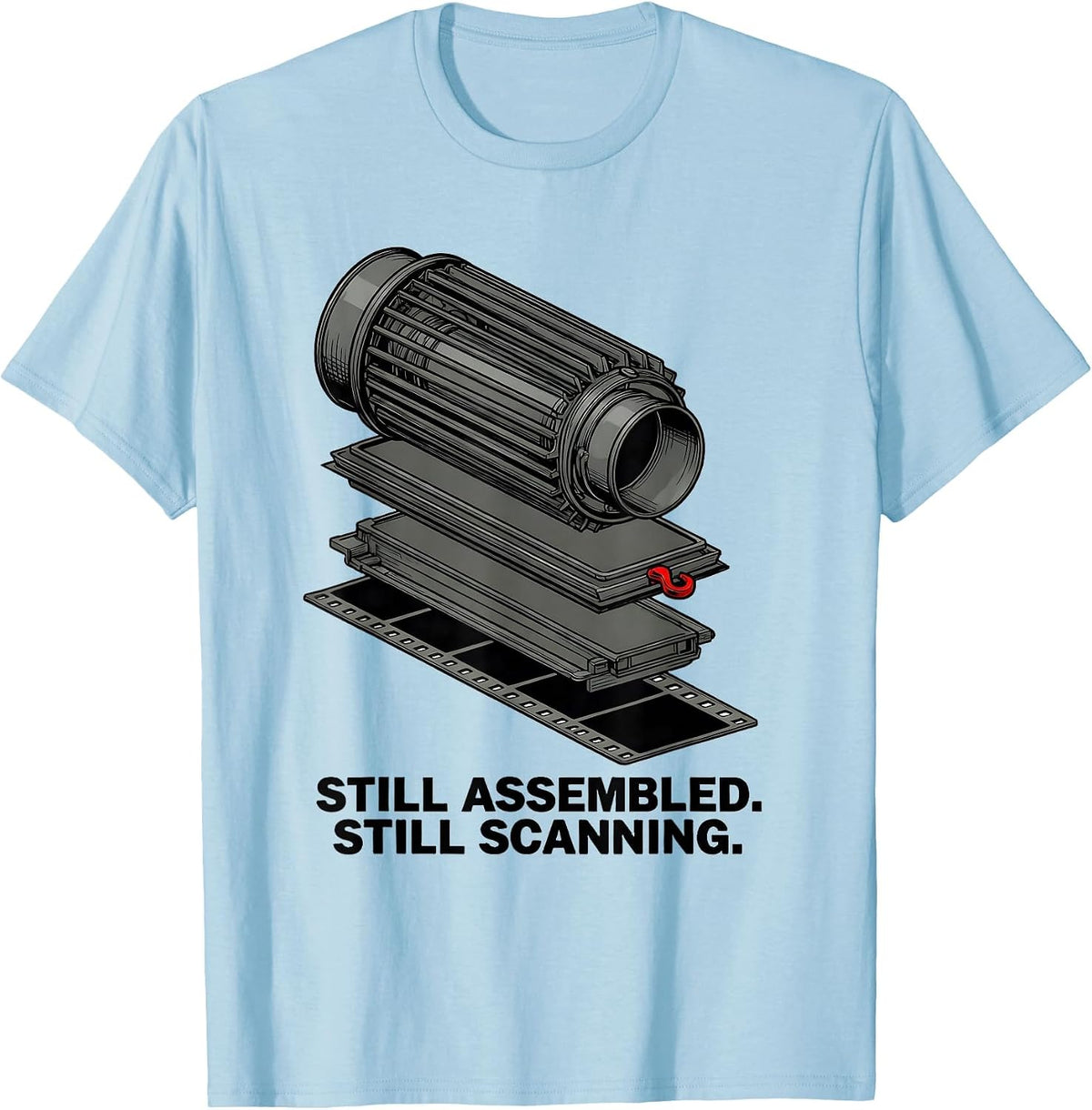 Men's Still Assembled Still Scanning Funny Radiology Tech Rad Tech T-Shirt - Baby Blue