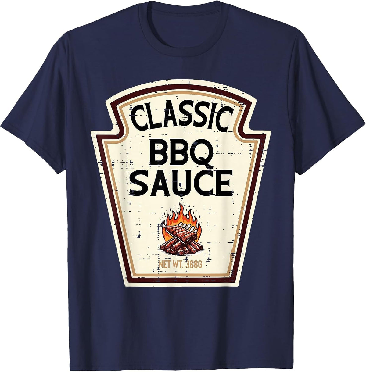 Halloween Classic BBQ Sauce Funny Food Costume Men Women Kid T-Shirt - Navy Blue
