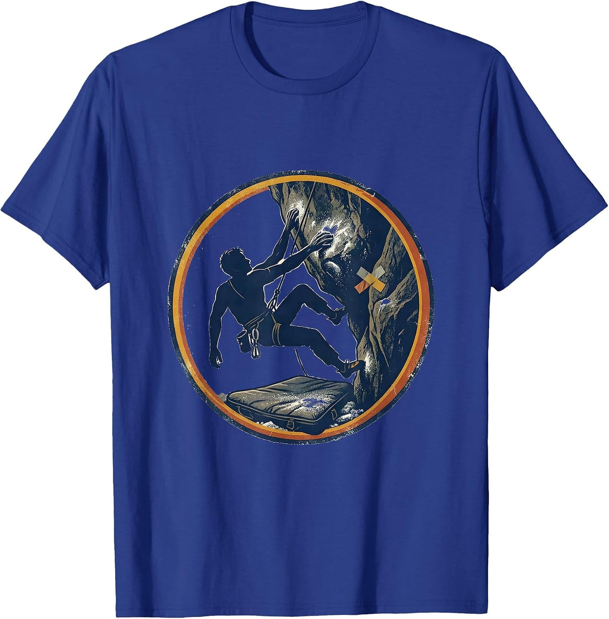 Circular Climber Badge Vintage Bouldering Rock Climbing T-Shirt - Royal Blue