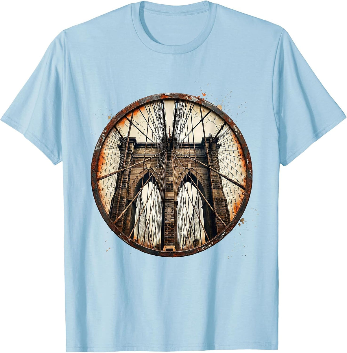 Men's Brooklyn Bridge Cable Angle New York Graphic T-Shirt - Baby Blue
