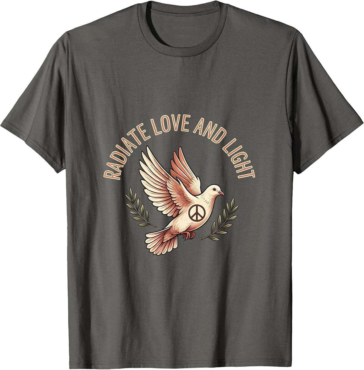 Radiate Love and Light Hippie Positive Vibes Design T-Shirt - Asphalt Grey