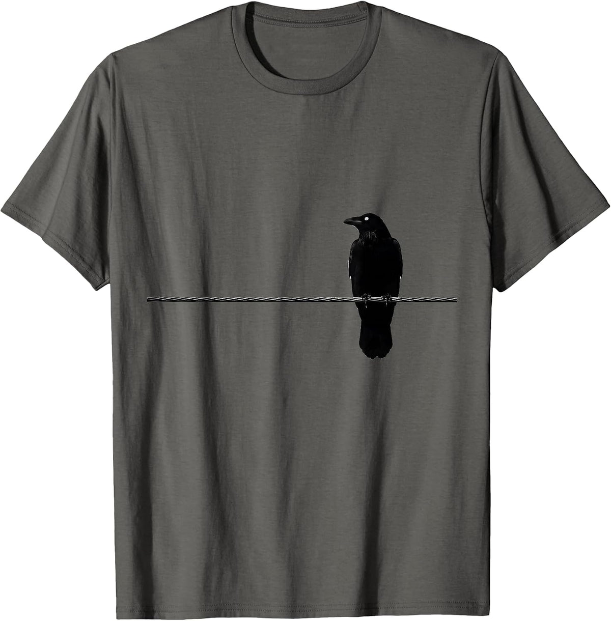 Minimalist Crow Gothic Humor Dark Novelty T-Shirt - Asphalt Grey