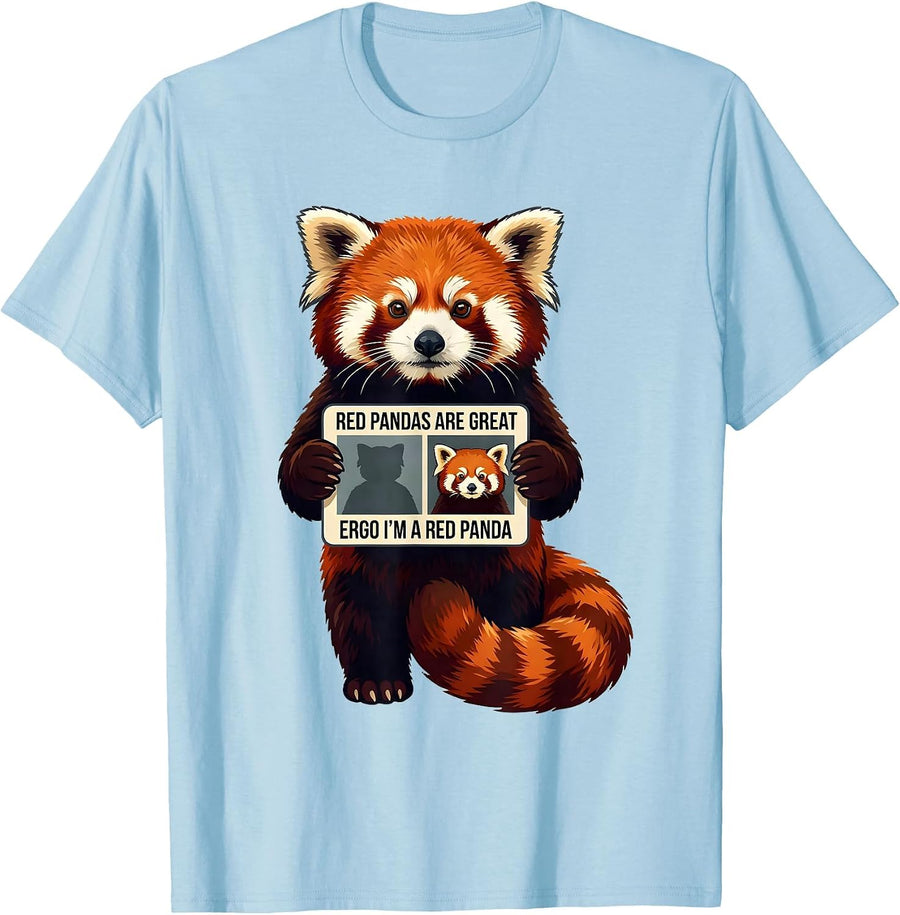 Men's Red Pandas Are Great, Ergo I'm A Red Panda Animal Lover T-Shirt - Baby Blue