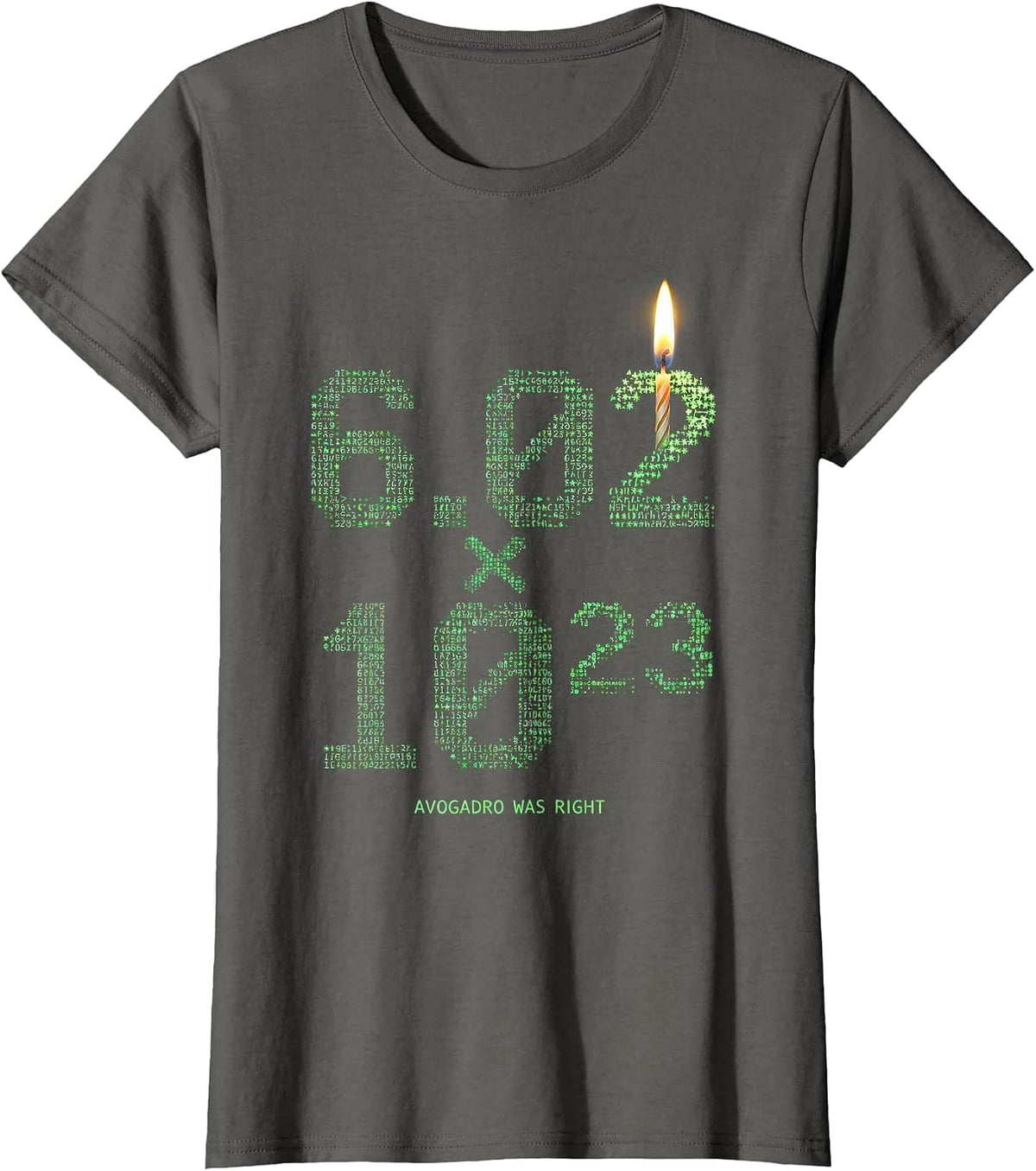 Women's Avogadro Was Right Ascii Terminal Art Mole Day Chemistry T-Shirt - Asphalt Grey
