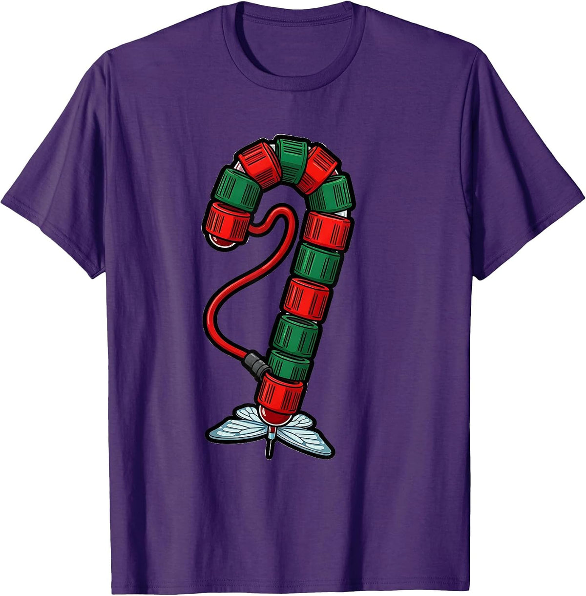 Men's Oversized Candy Cane Blood Tube Phlebotomist Christmas Humor T-Shirt - Purple
