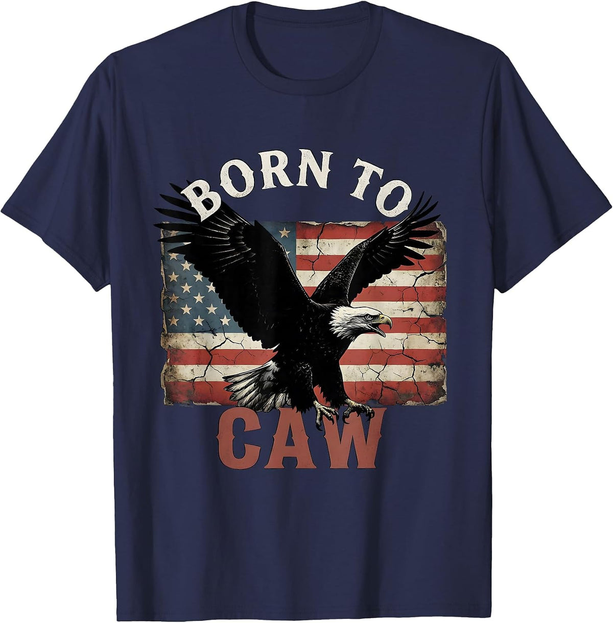 Men's Born to Caw Crow Lover Graphic Design T-Shirt - Navy Blue