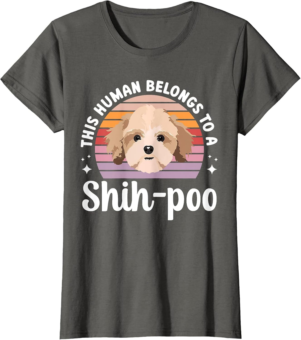 This Human Belongs to A Shih-Poo Owner Shih-Poo Lover T-Shirt - Asphalt Grey