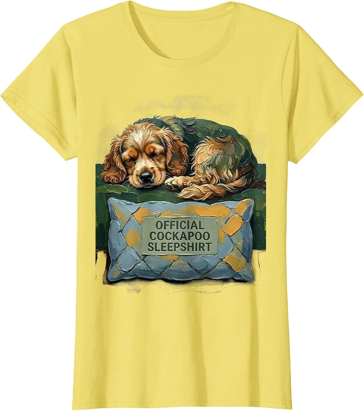 OFFICIAL COCKAPOO SLEEPSHIRT Cozy Dog Lover Gift T-Shirt - Lemon Yellow