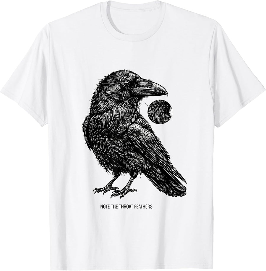 Men's Note The Throat Feathers Dark Humor Crow Bird Lover T-Shirt - White