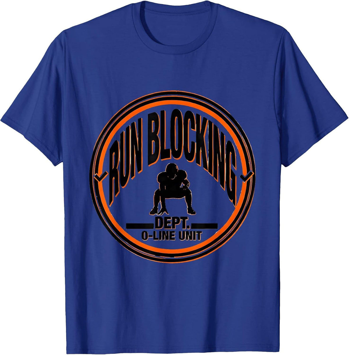 Run Blocking Dept. O-Line Unit Funny Football Lineman T-Shirt - Royal Blue