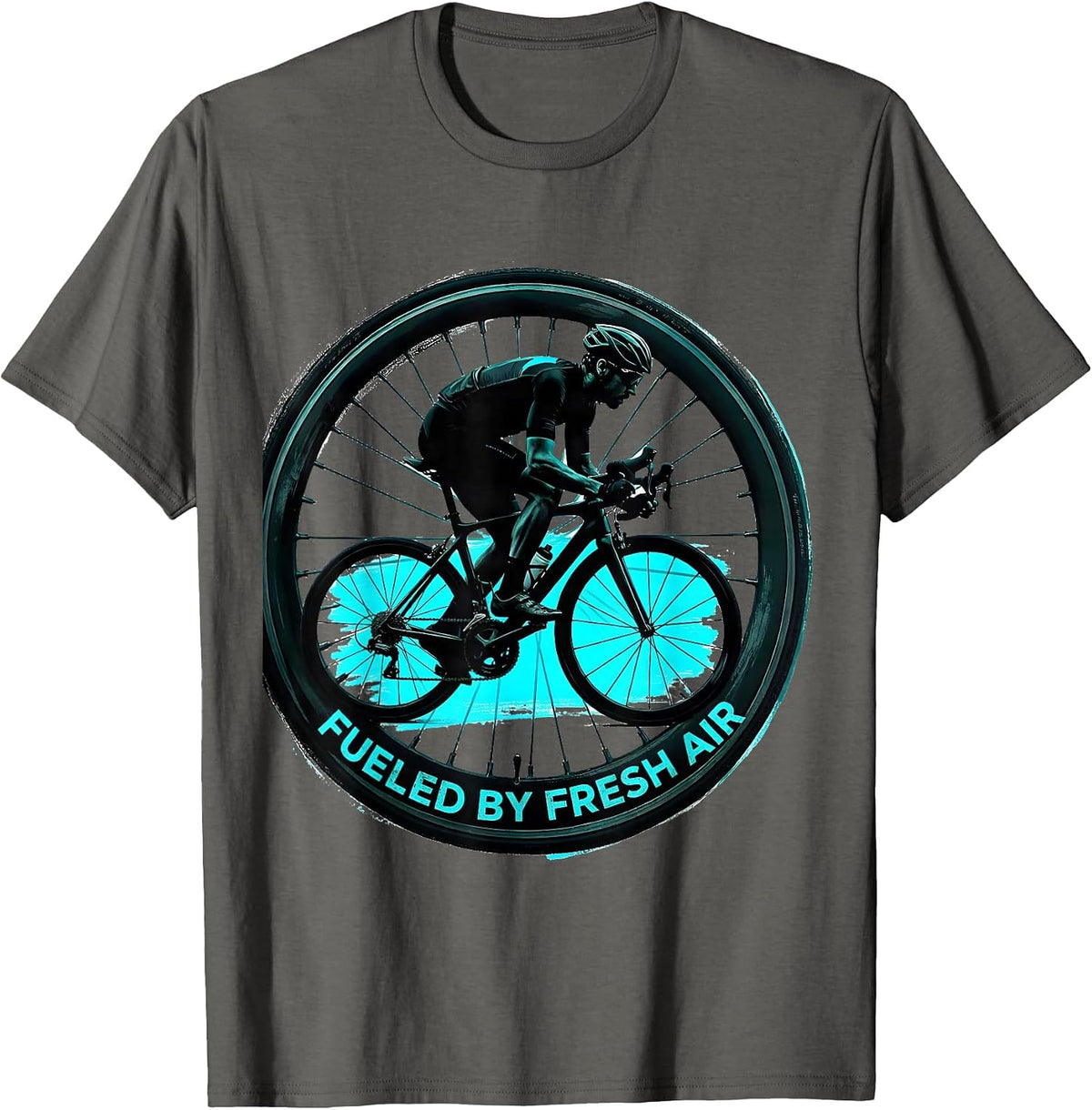 Fueled by Fresh Air Cycling Bike Design T-Shirt - Asphalt Grey