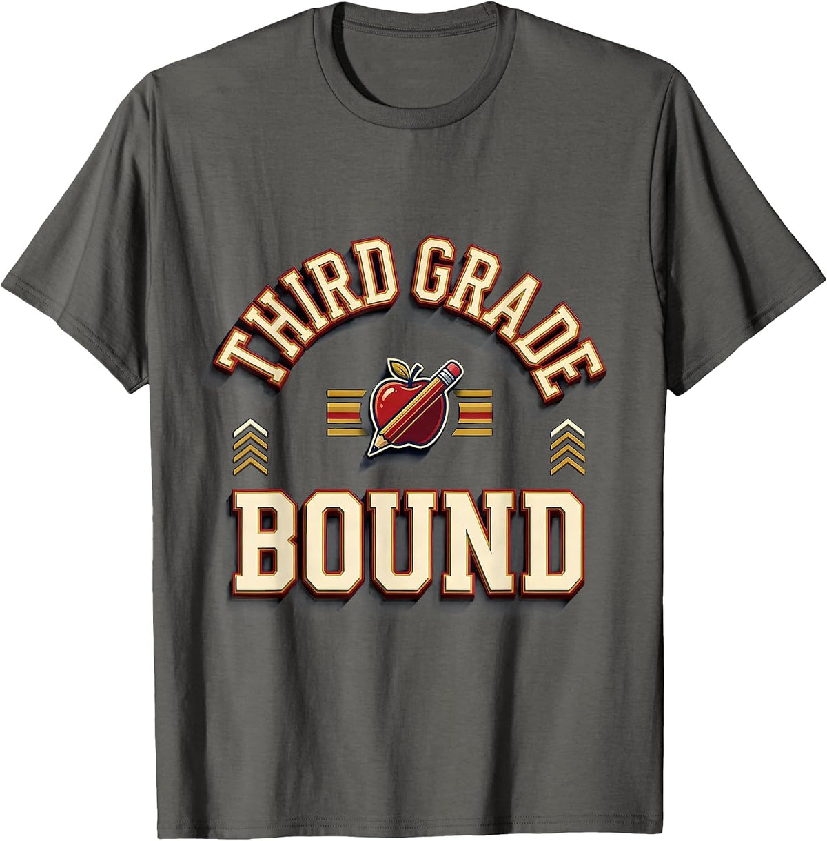 Men's Third Grade Bound Sports Third Grade Back To School Teacher T-Shirt - Asphalt Grey