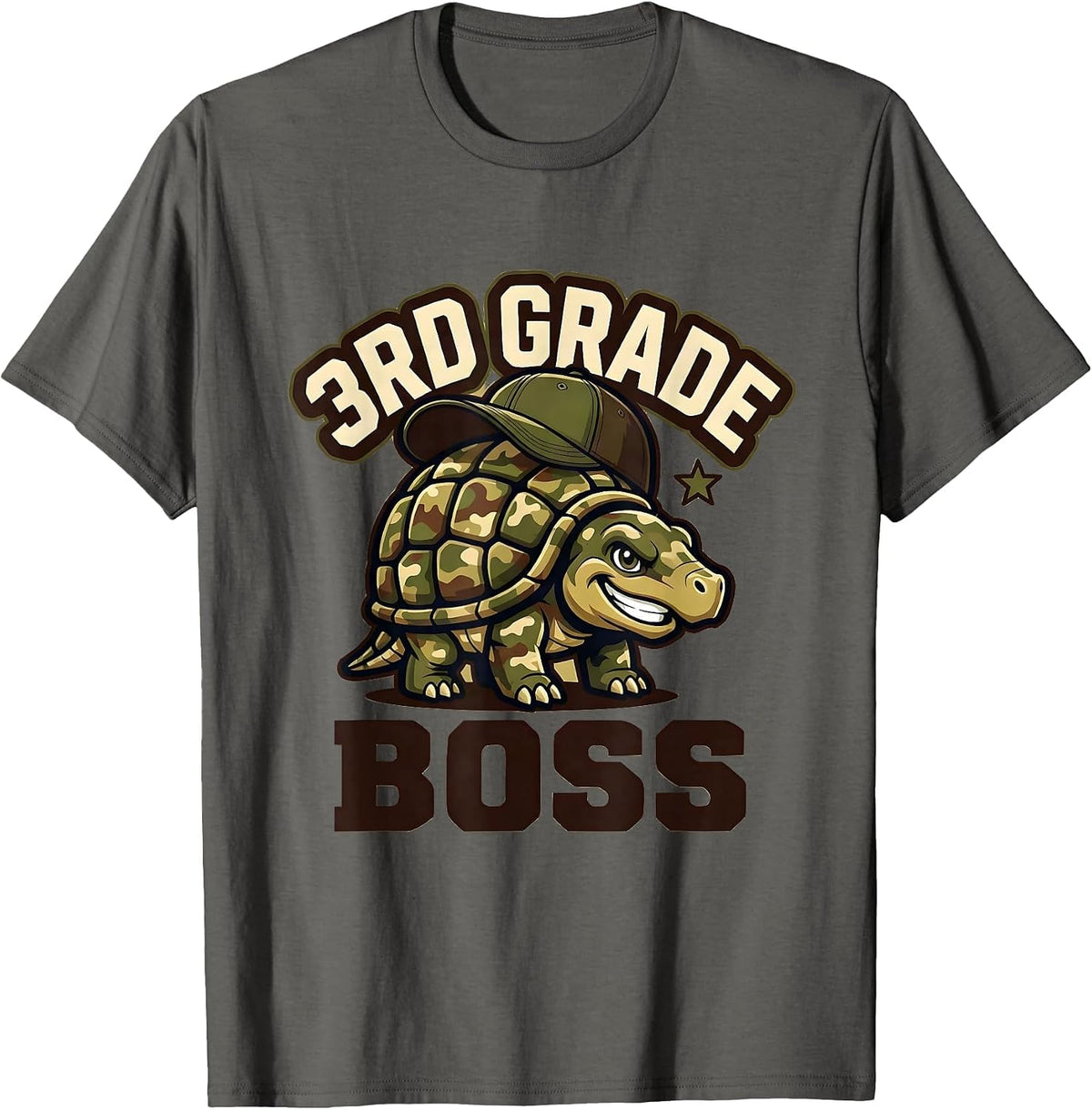 Men's 3rd Grade Boss Camo Third Grade Back To School Boys T-Shirt - Asphalt Grey