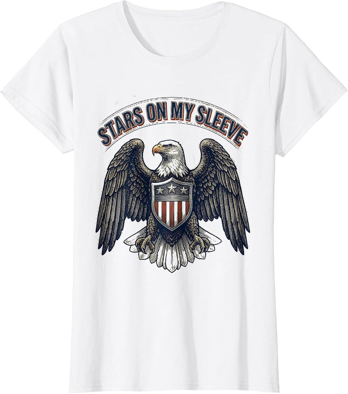 Stars On My Sleeve Red White and Blue Patriotic Design T-Shirt - White