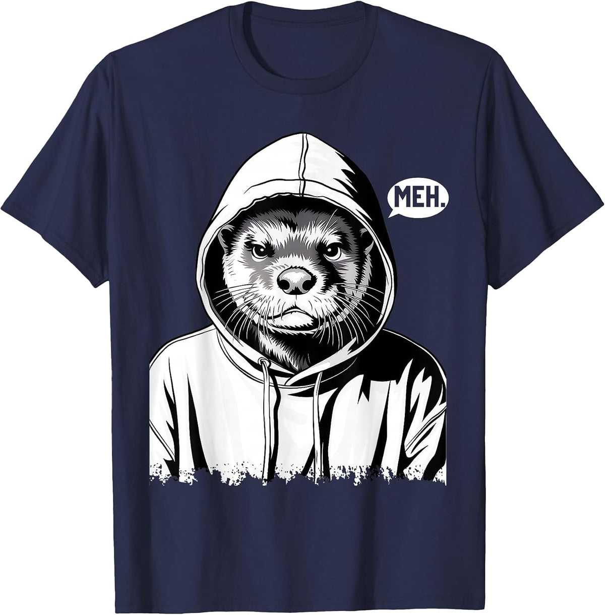Funny Meh Otter for Otters Lovers T-Shirt - Navy Blue