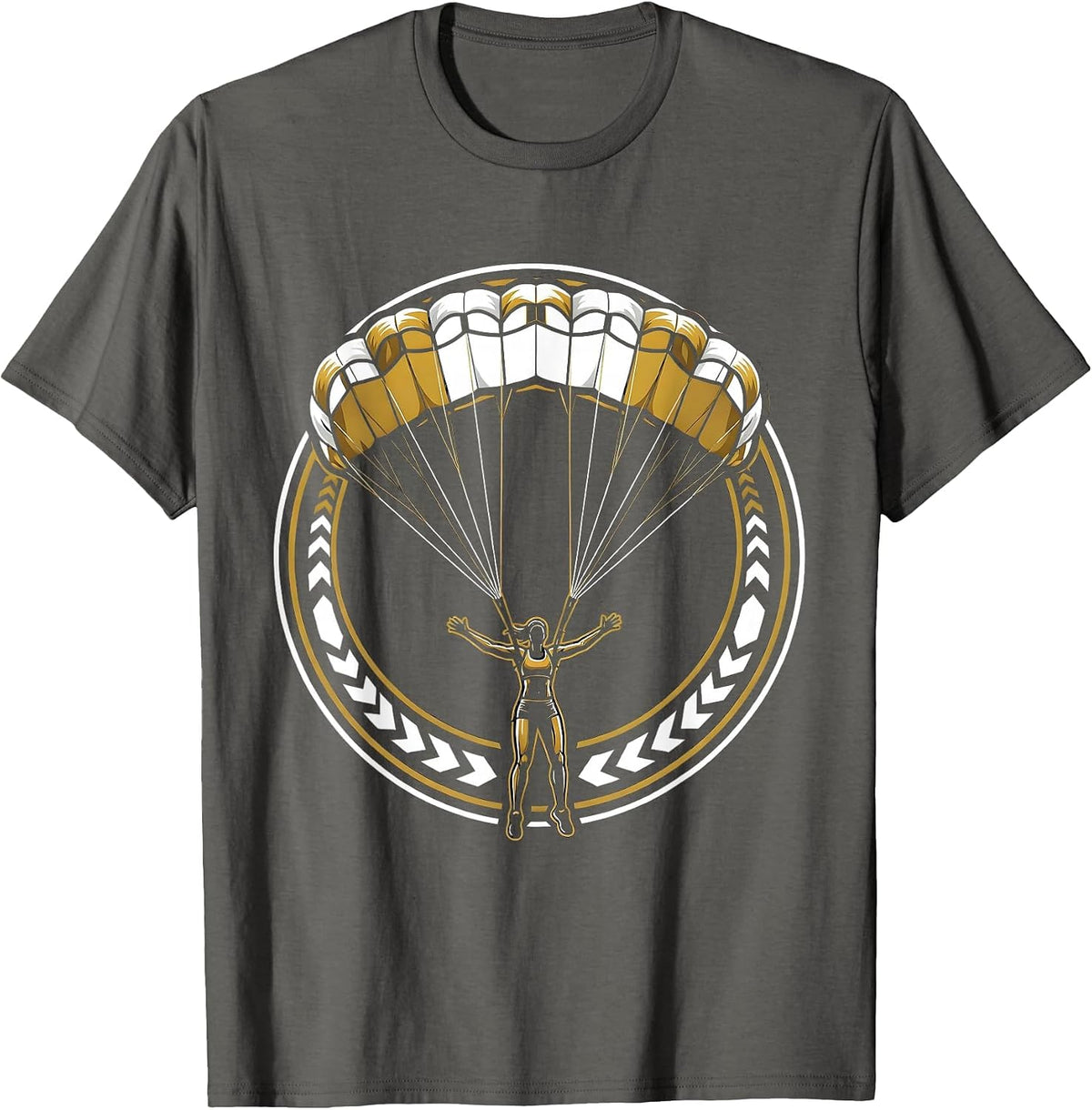 Skydiver Silhouette Parachute Canopy Graphic T-Shirt - Asphalt Grey