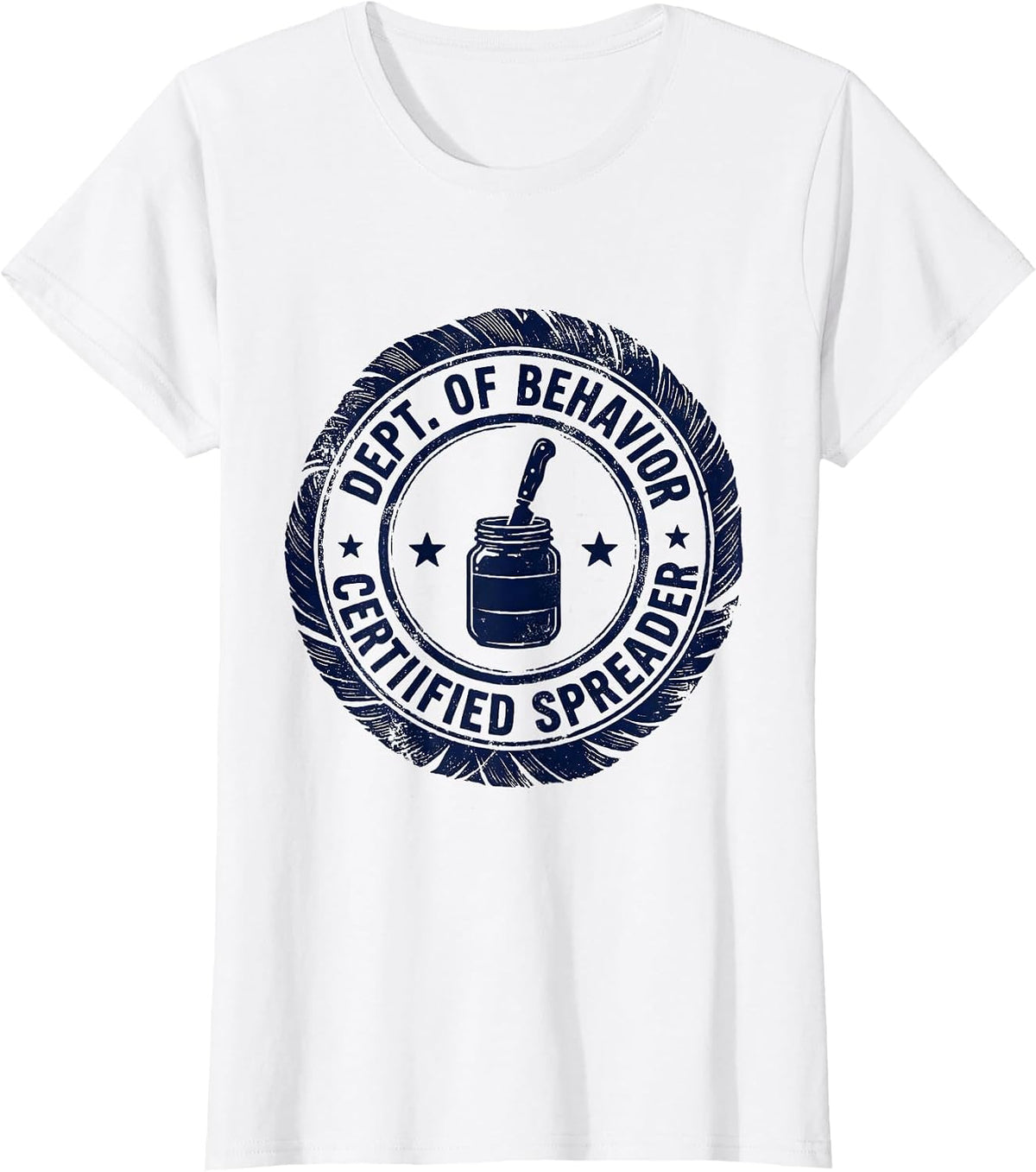 Women's Dept of Behavior Certified Spreader Rubber Stamp Teacher T-Shirt - White