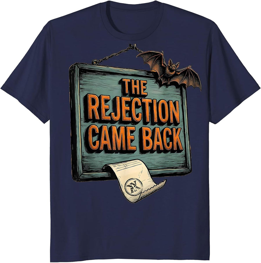 The Rejection Came Back Funny Pharmacy Tech Halloween T-Shirt - Navy Blue