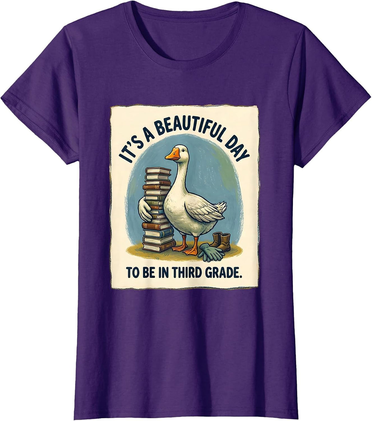 Women's It's a Beautiful Day to Be in Third Grade Teacher T-Shirt - Purple