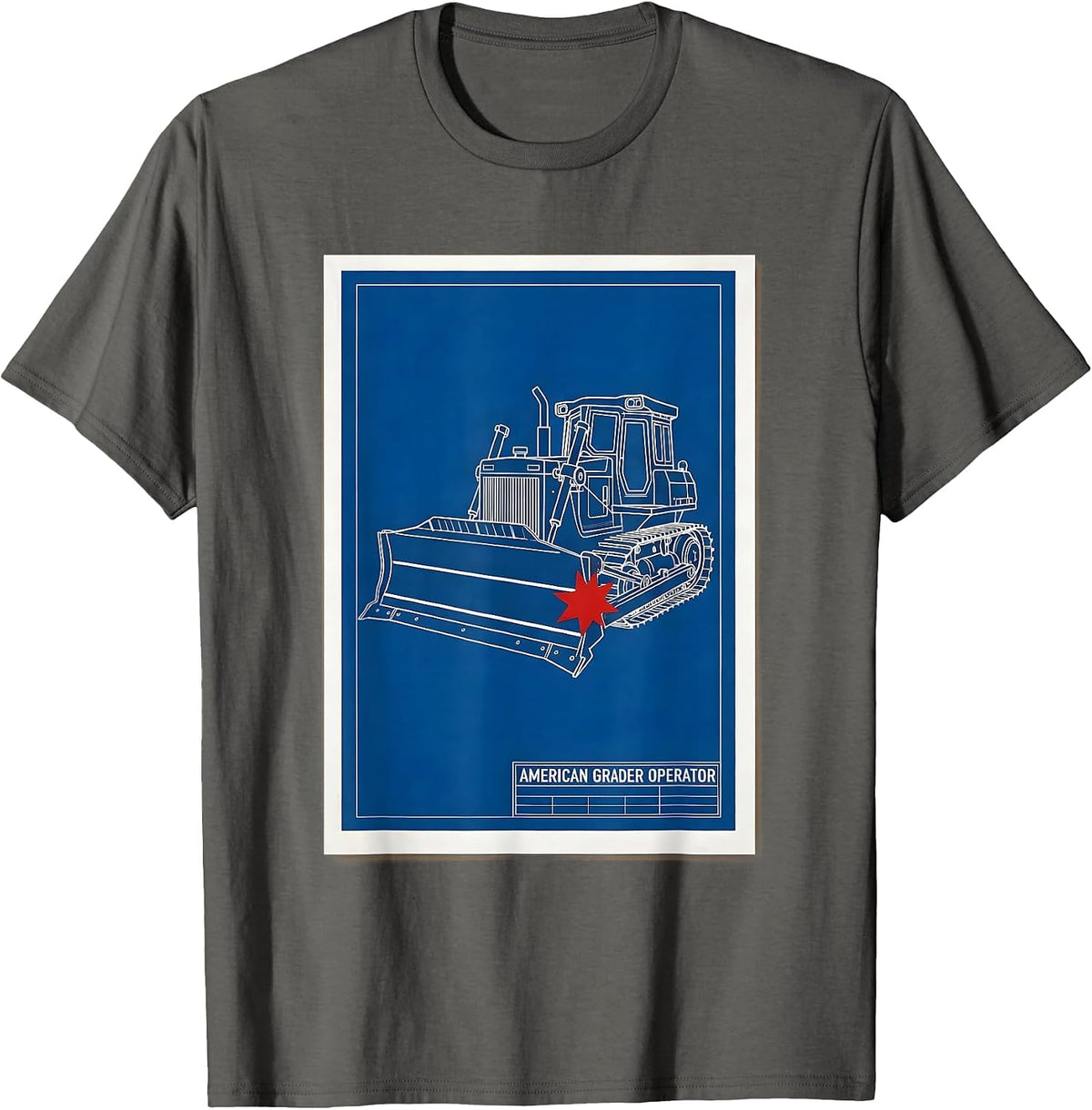 American Grader Operator Patriotic Vehicle Operator Trade T-Shirt - Asphalt Grey