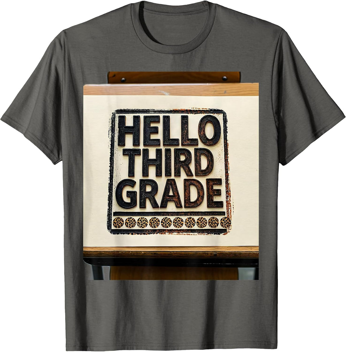 Hello Third Grade Leopard Teacher Back To School Girls T-Shirt - Asphalt Grey